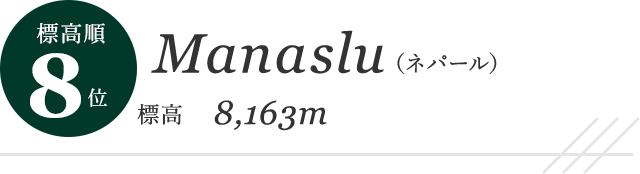 標高順 8位 Manaslu（ネパール） 標高 8,163m